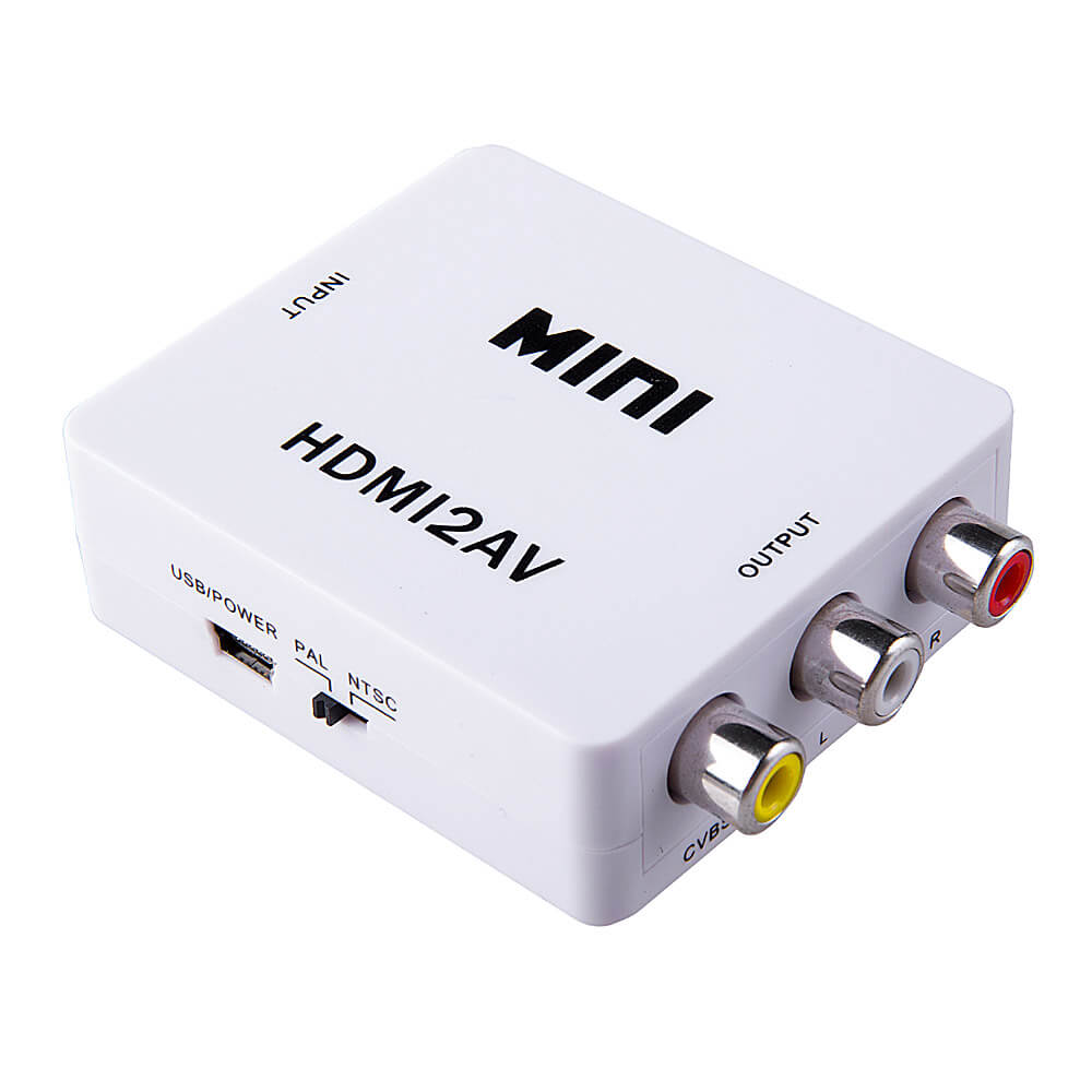 VK-126 Mini HDMI to AV Composite Video Converter Adapter Support PAL / NTSC Systems Standard TV Formats - White