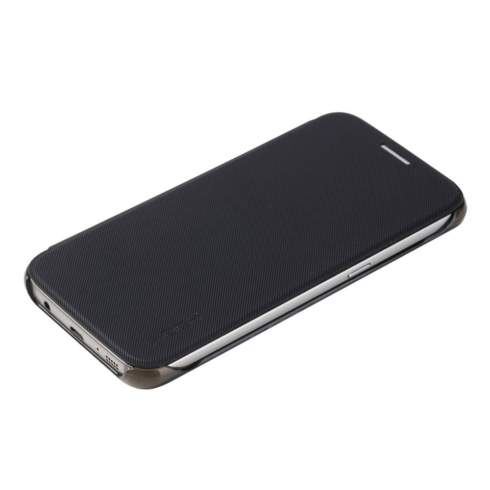 ROCK Veena Series Leather Case For Samsung Galaxy S7 Edge Flip Cover Protective Phone Case - Black