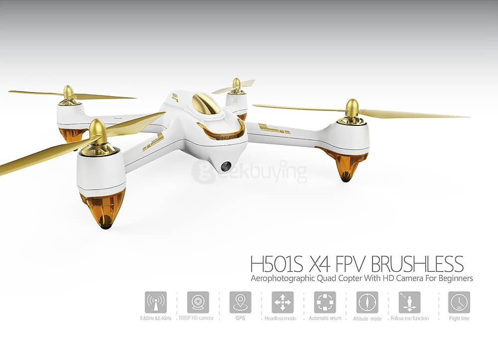 Hubsan X4 H501S 5.8G FPV Brushless With 1080P HD Camera GPS RC Quadcopter RTF - Black