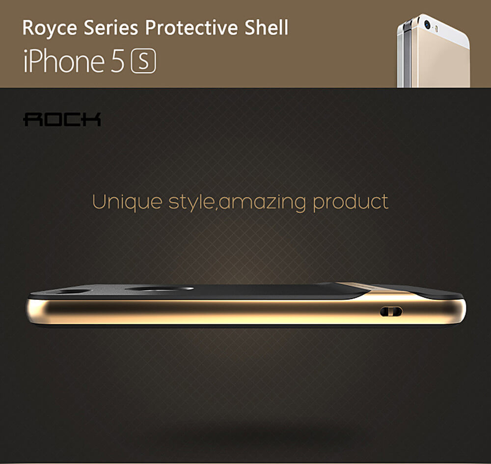 ROCK Royce Series Phones Protective Shell For iPhone5S/SE TPU Back Cover With PC Edge Anti-scratch Phone Case - Gold