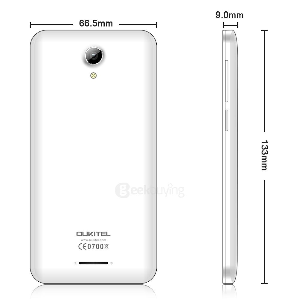 OUKITEL C2 4.5inch Android 5.1 MT6580 Quad Core 1.3GHz Smartphone 1GB RAM 8GB ROM 3G GPS Dual Cameras - White