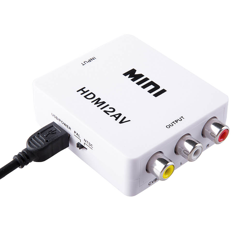 VK-126 Mini HDMI to AV Composite Video Converter Adapter Support PAL / NTSC Systems Standard TV Formats - White