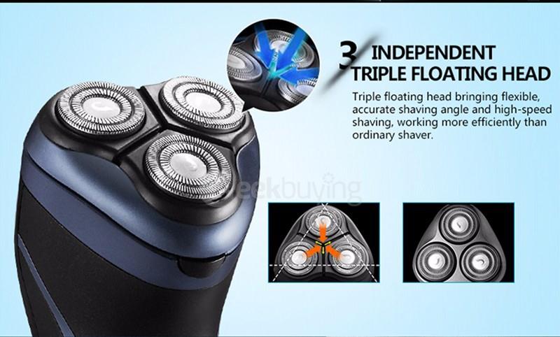 POVOS PW936 Men Washable Rechargeable Rotary Electric Shaver Razor 3D Floating Pop-up Trimmer