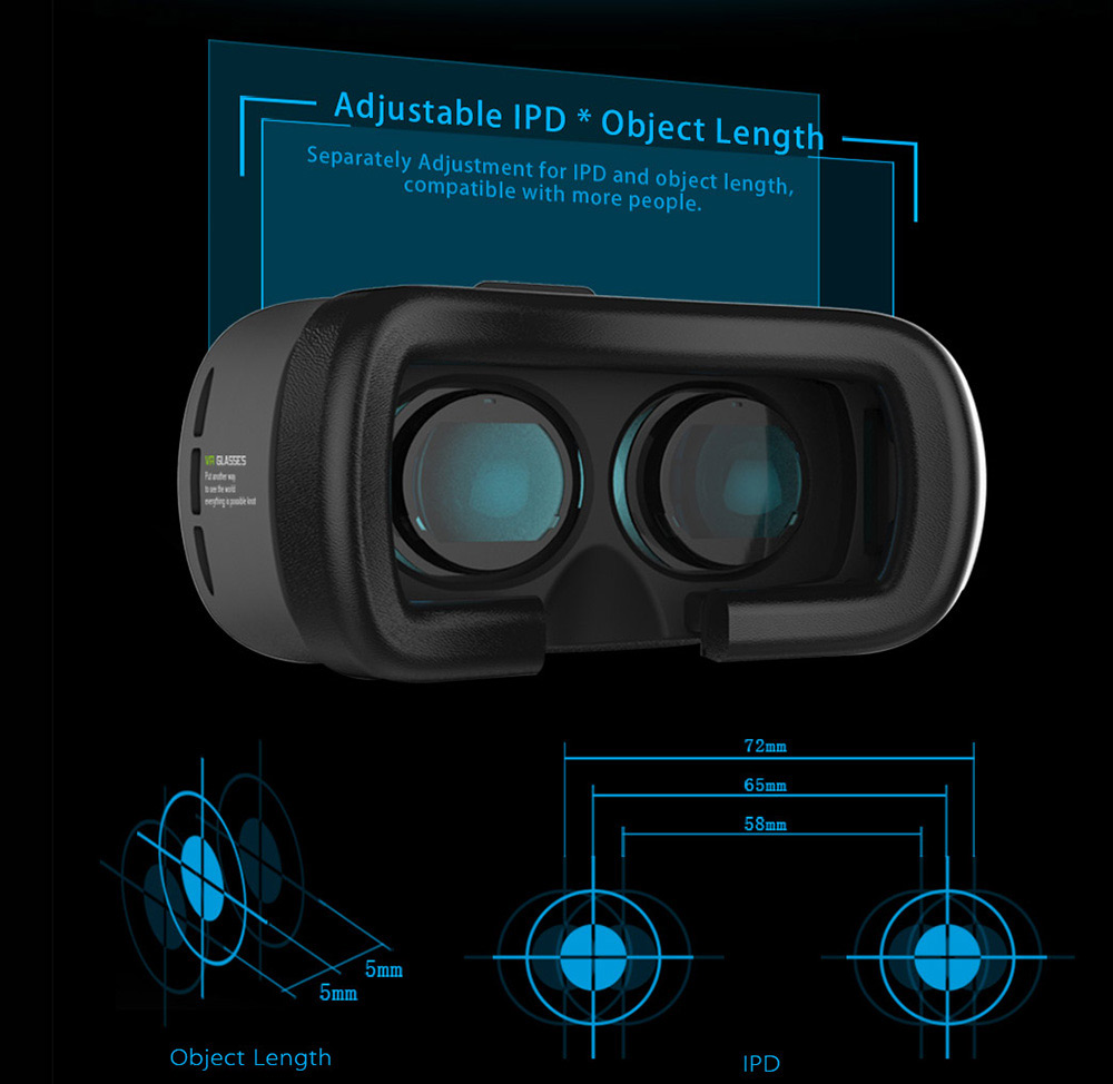 Original VR BOX 2 Head Mount Virtual Reality VR Headset IPD Focus Adjustment FOV95 Blueray Proof 3D Game Movie Cardboard for 3.5 - 6.0 inches Smartphones