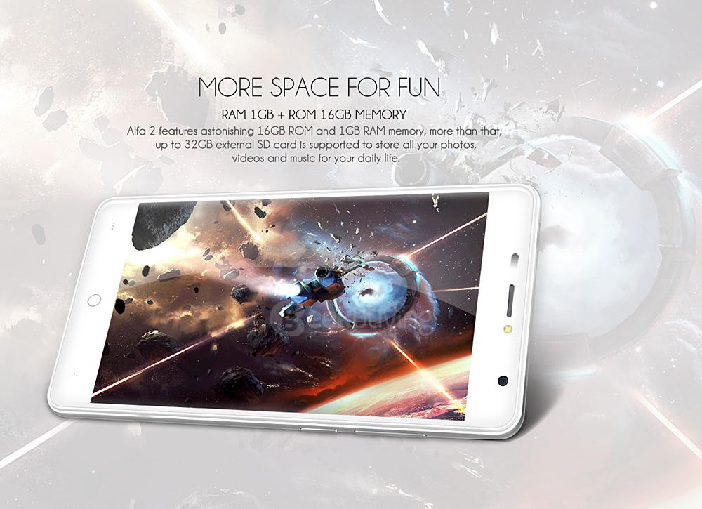 LEAGOO ALFA 2 5.0inch IPS HD Android 5.1 Smartphone MT6580 Quad Core 1.3GHz 1GB RAM 16GB ROM 3G GPS 13.0MP Camera - Gold