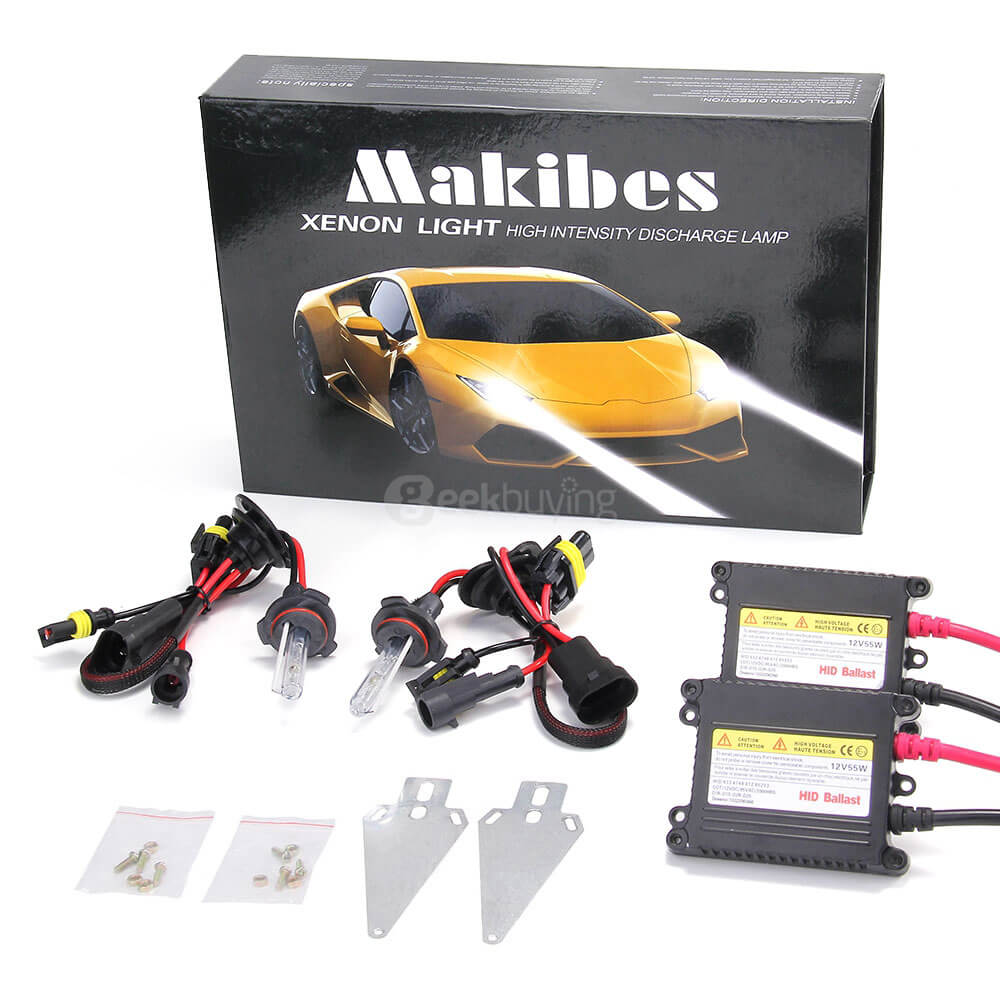 Makibes 6000K 9006 55W 12V Xenon HID Kit Car Headlight Xenon Bulb Slim Ballast - Black + Silver