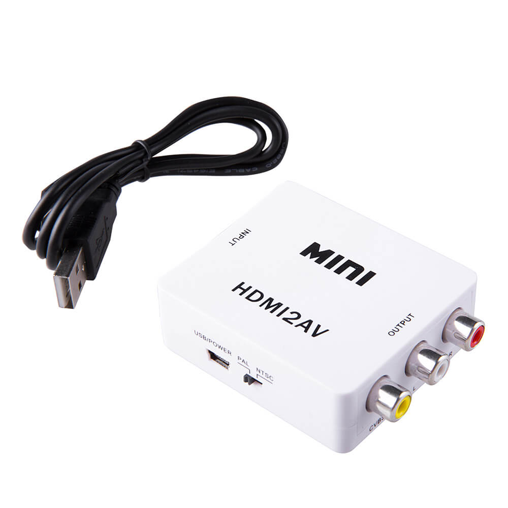 VK-126 Mini HDMI to AV Composite Video Converter Adapter Support PAL / NTSC Systems Standard TV Formats - White