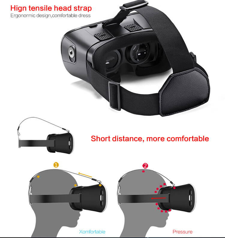 V11 3D Immersive VR Virtual Reality Headset F0V98 IPD Focus Adjustable Magnet Control for 4.0 - 6.0inch Smartphones - Black