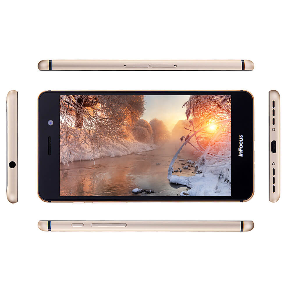 Infocus M560 5.2inch FHD 4G FDD LTE Mobile Phone MTK6753 64bit Octa Core 1.3GHz 5.0MP+13.0MP 2450mAh Android 5.1 2GB RAM 16GB ROM Quick Charge- Gold