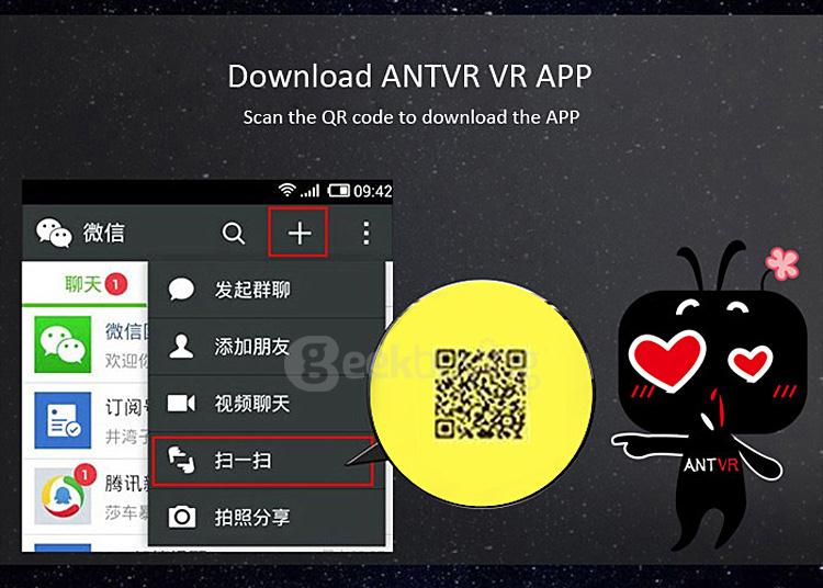 ANTVR Foldable 3D VR Virtual Reality Headset 100FOV IPD Adjustable Distortionless for 4.5-6.0inch Smartphones - Black
