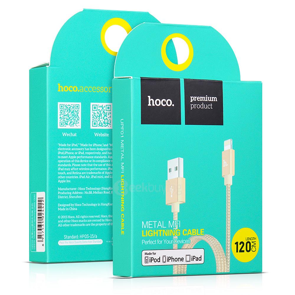 HOCO UPF01 8Pin Interface Cable For iPhone 120CM - Gold