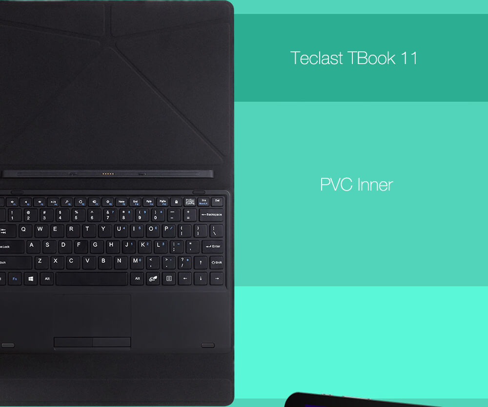 Original Teclast T11 Magnetic Docking Keyboard With Leather Case For Tbook 11 / X16 Plus Tablets - Black