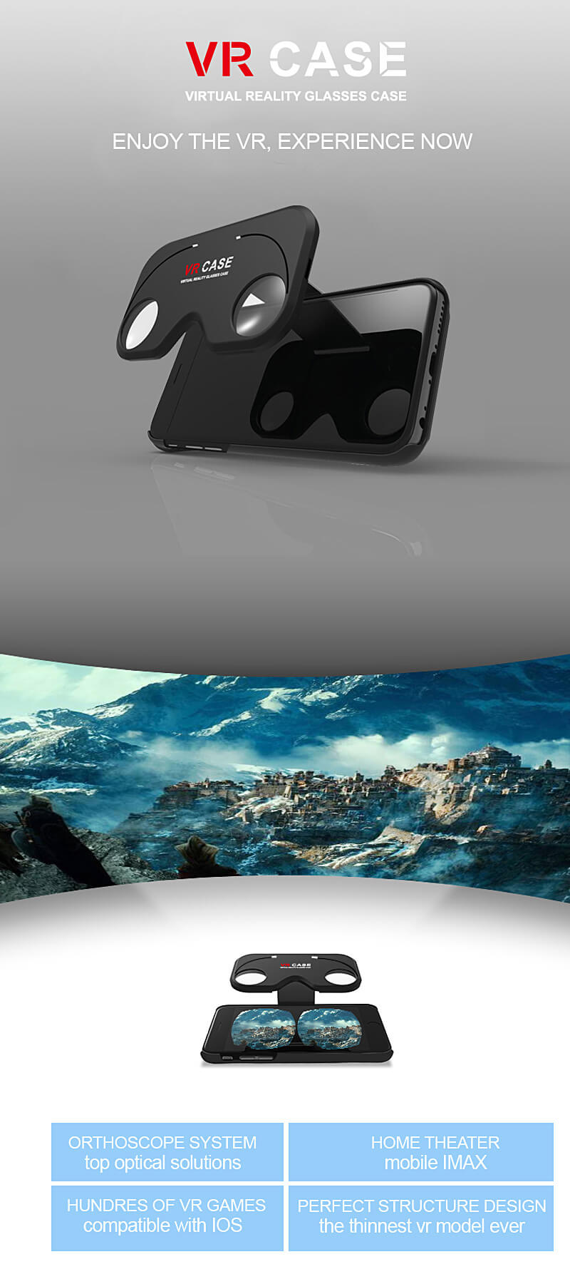 3D VR CASE Virtual Reality VR Box FOV75 VR Lens Cover For Apple iPhone 6 6S Plus - Black