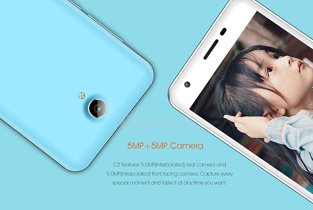 OUKITEL C2 4.5inch Android 5.1 MT6580 Quad Core 1.3GHz Smartphone 1GB RAM 8GB ROM 3G GPS Dual Cameras - Blue