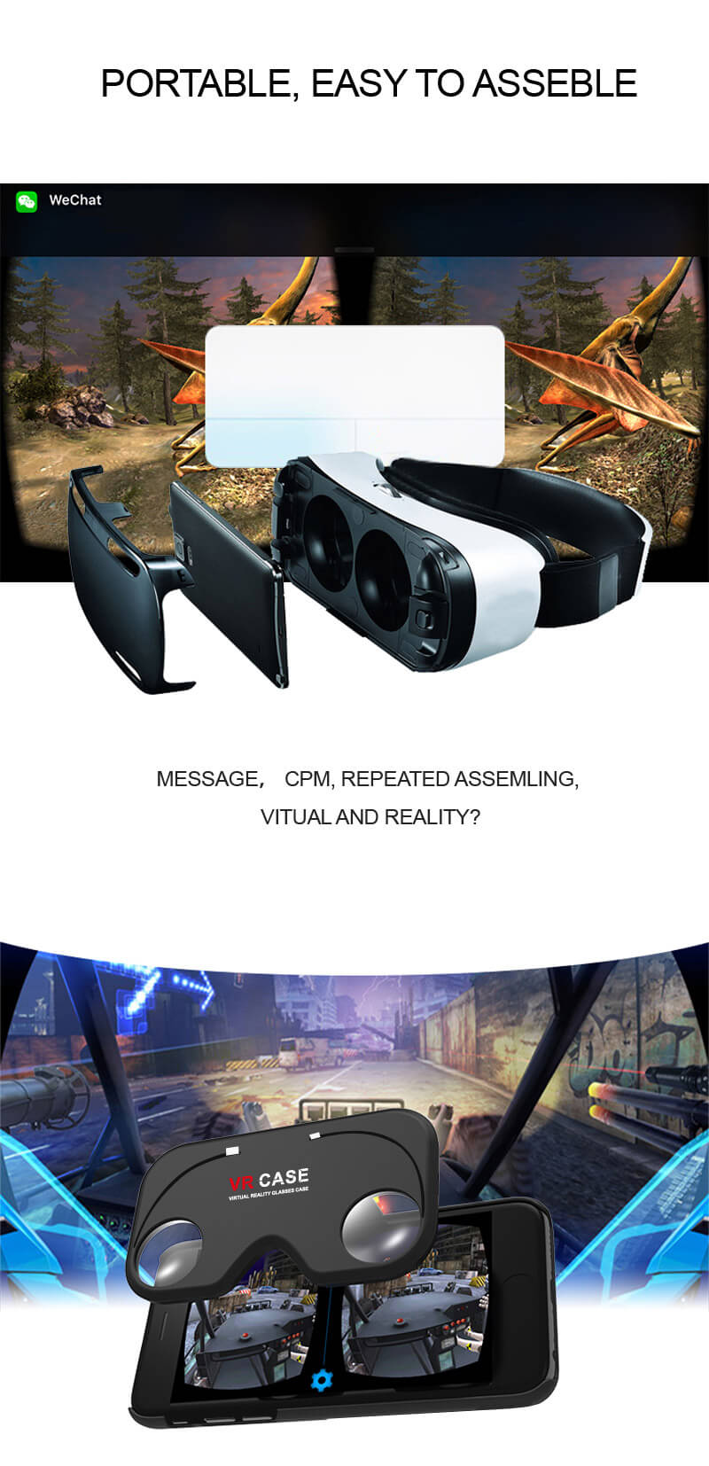 3D VR CASE Virtual Reality VR Box FOV75 VR Lens Cover For Apple iPhone 6 6S Plus - Black