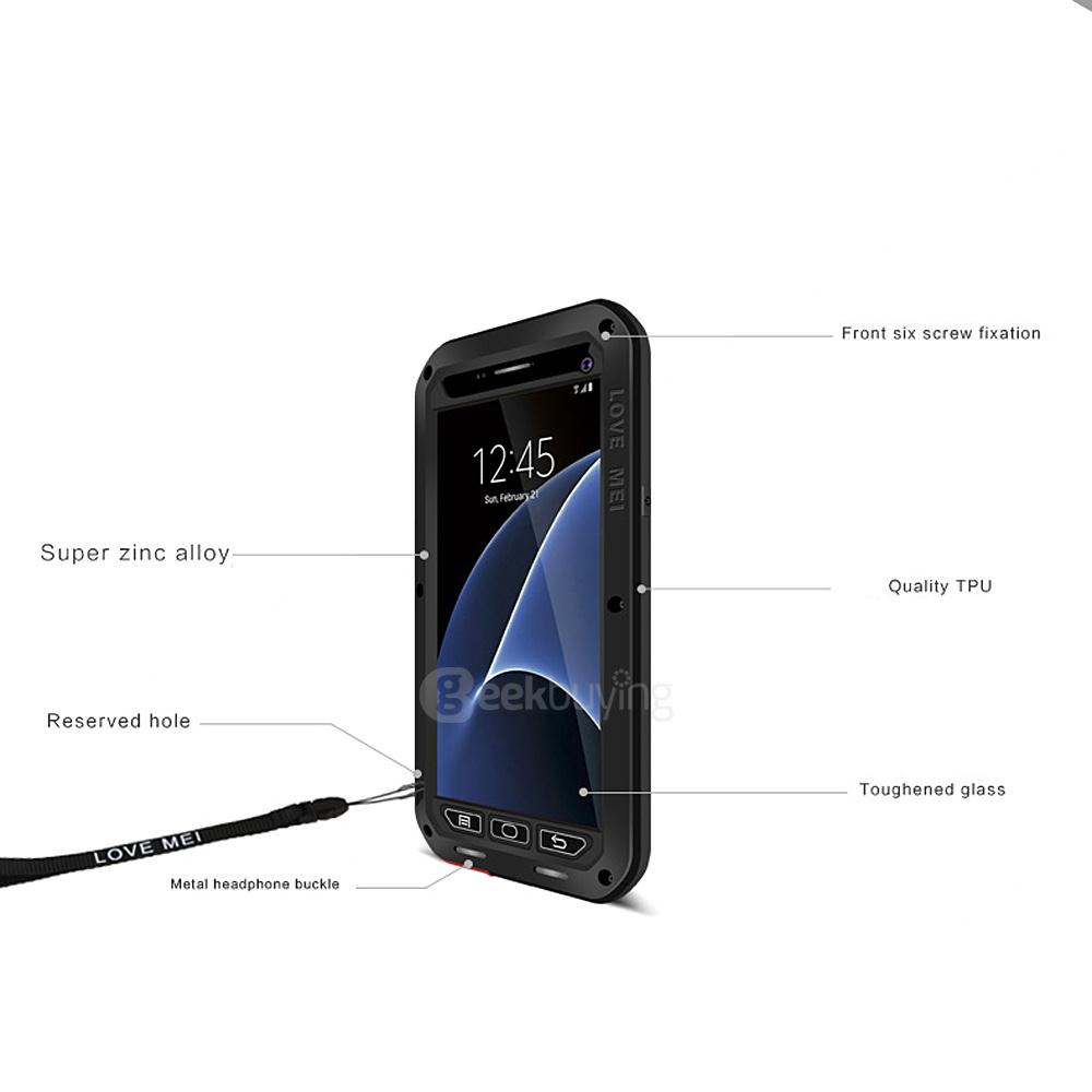 Love Mei Case For Samsung Galaxy S7 / G930A G9300 Dirt-proof Snow-proof And Shock-proof Metal Shell- Black