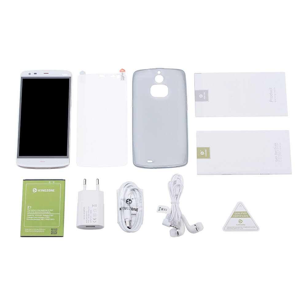 Kingzone Z1 Plus 5.5inch HD JDI Waterproof Screen 64Bit 4G LTE MTK6753 Octa Core 1.3 GHz Android 5.1 Smartphone 13.0MP+13.0MP Camera 2GB 16GB Touch ID OTG - White