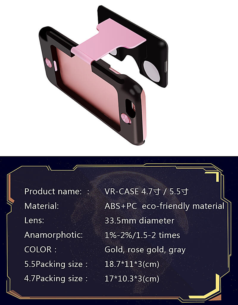 3D VR CASE Virtual Reality VR Box FOV75 VR Lens Cover For Apple iPhone 6 6S Plus - Black