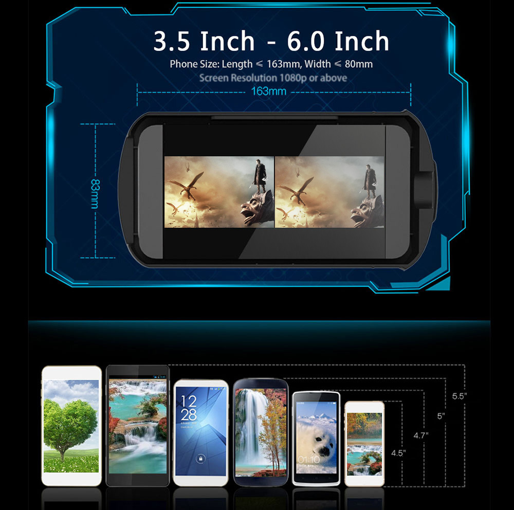 Original VR BOX 2 Head Mount Virtual Reality VR Headset IPD Focus Adjustment FOV95 Blueray Proof 3D Game Movie Cardboard for 3.5 - 6.0 inches Smartphones