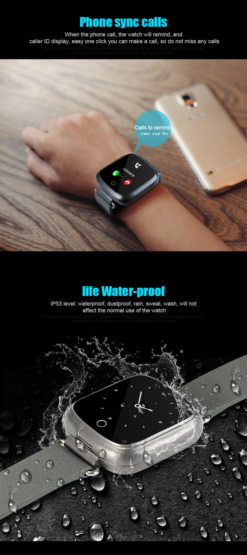 Aiwatch Q8 Smart Watch Phone MTK6261 Bluetooth GSM SIM Card Sleep Monitor Fitness Tracker Anti-lost With 1.44