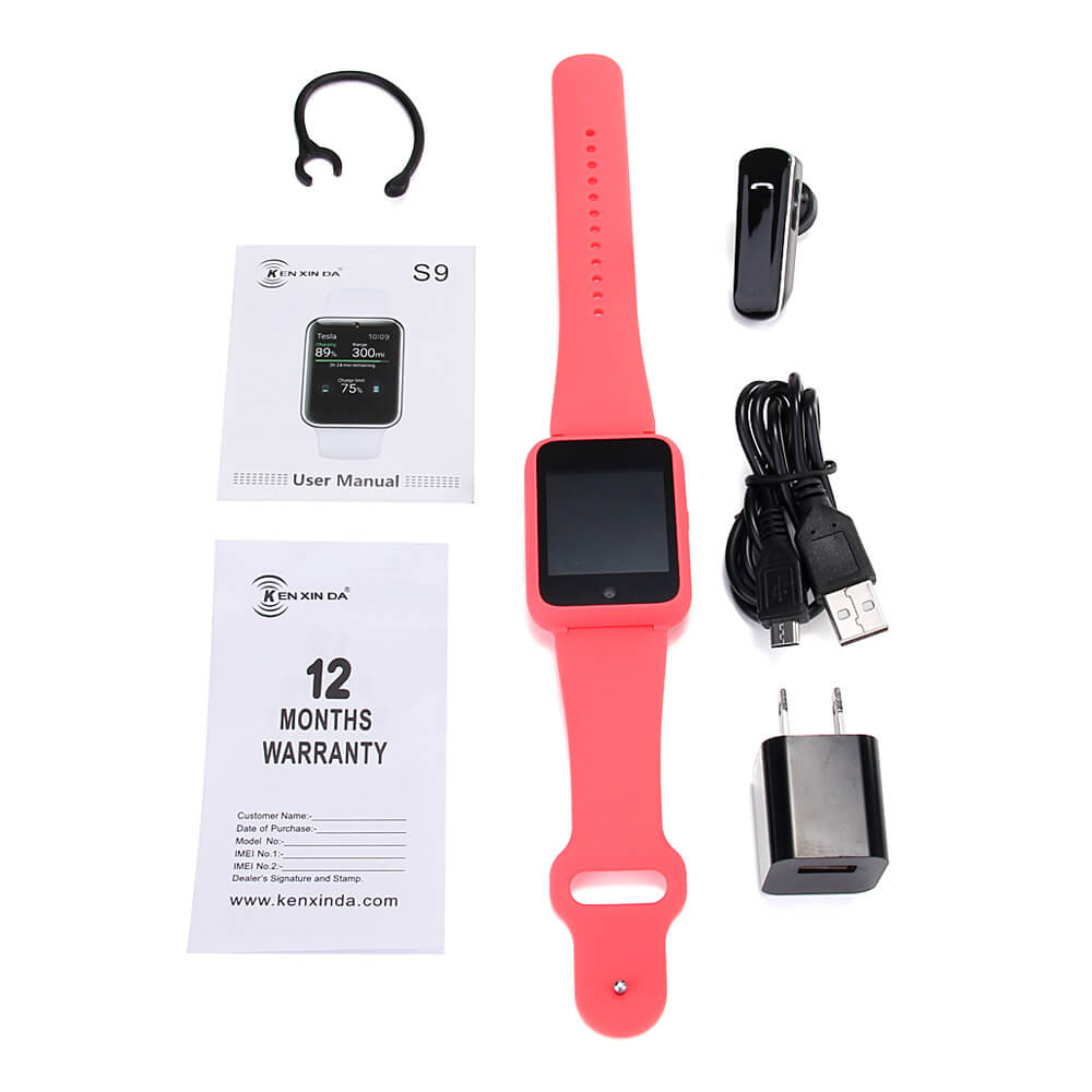 KEN XIN DA S9 Smart Watch Phone Bluetooth SIM Card Wristwatch with 0.3MP Camera 1.54