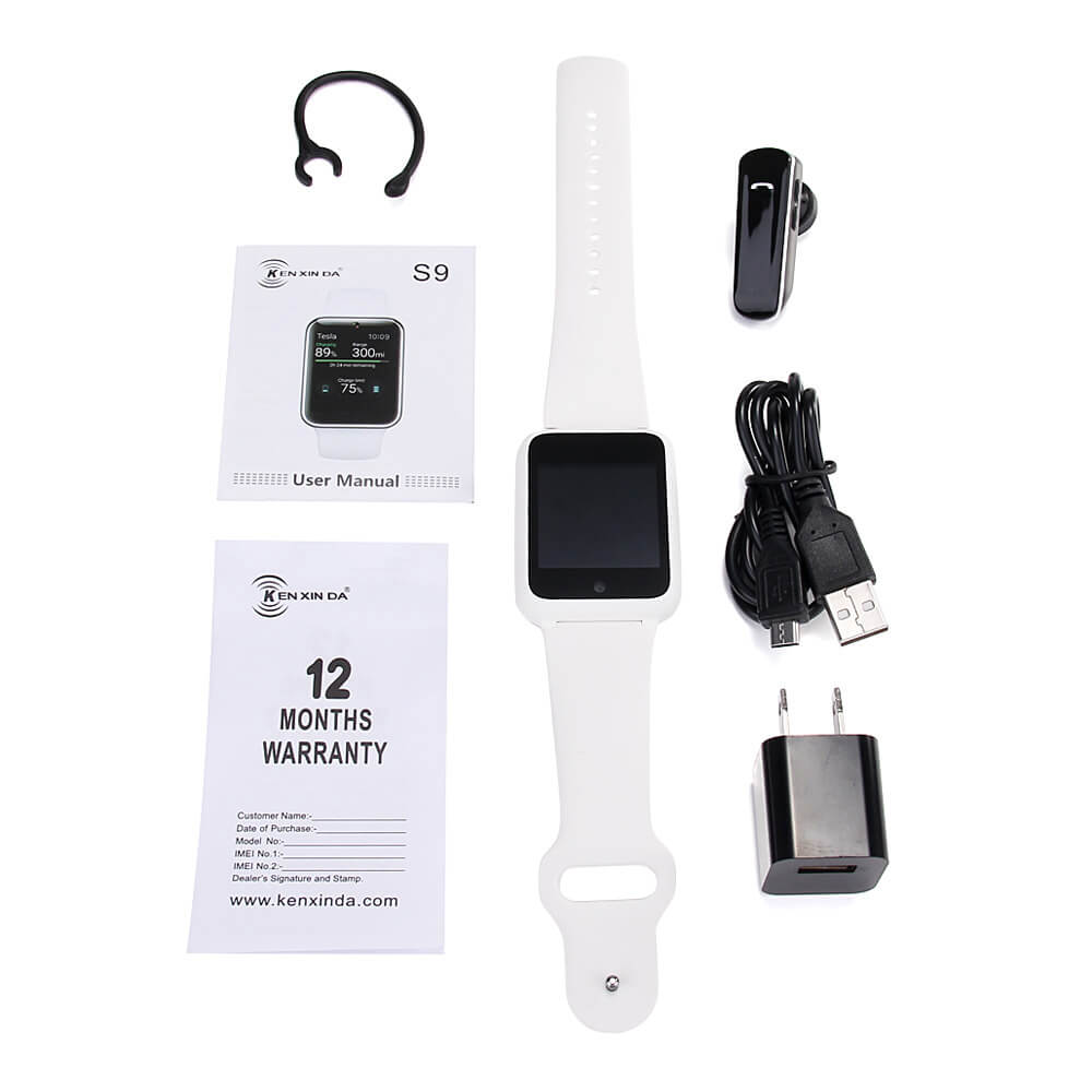KEN XIN DA S9 Smart Watch Phone Bluetooth SIM Card Wristwatch with 0.3MP Camera 1.54