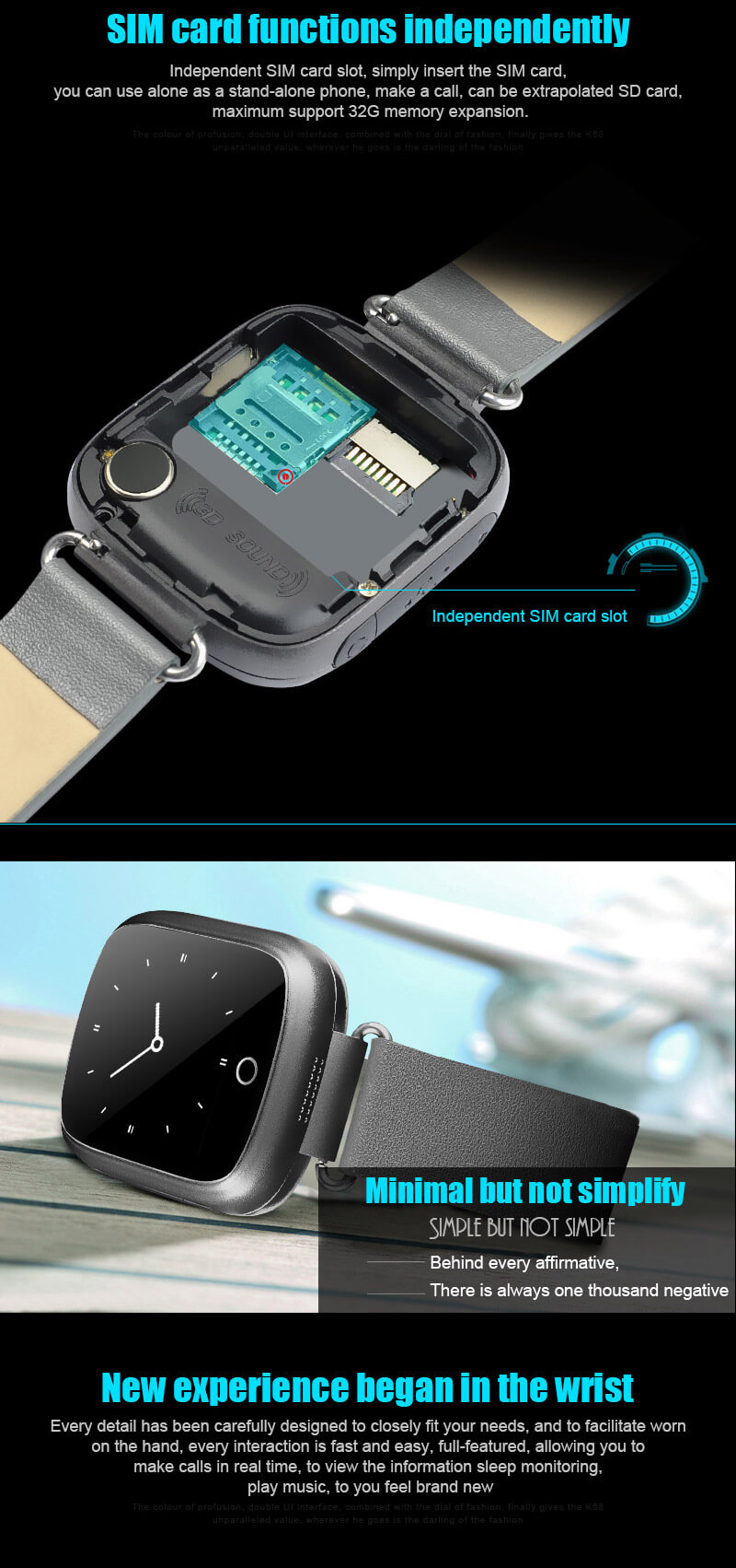 Aiwatch Q8 Smart Watch Phone MTK6261 Bluetooth GSM SIM Card Sleep Monitor Fitness Tracker Anti-lost With 1.44
