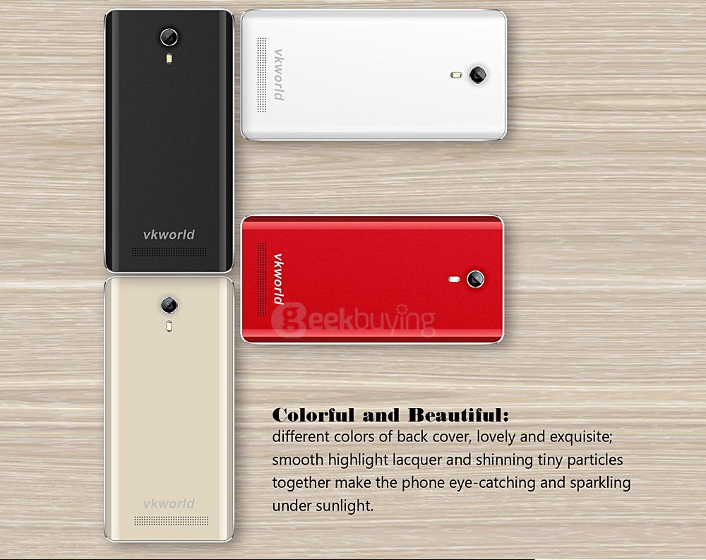 VKworld F1 4.5inch Android 5.1 Smartphone MT6580 Quad Core 1.3GHz 1GB RAM 8GB ROM 3G GPS Dual Camera - Black
