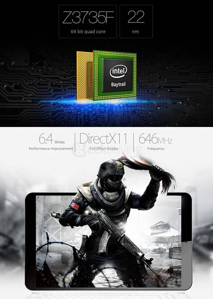 ONDA V891 Dual OS Windows10 + Android4.4 8.9 inch 2GB/32GB Tablet PC Intel Z3735F Quad Core 1.83Ghz HDMI - Black+White