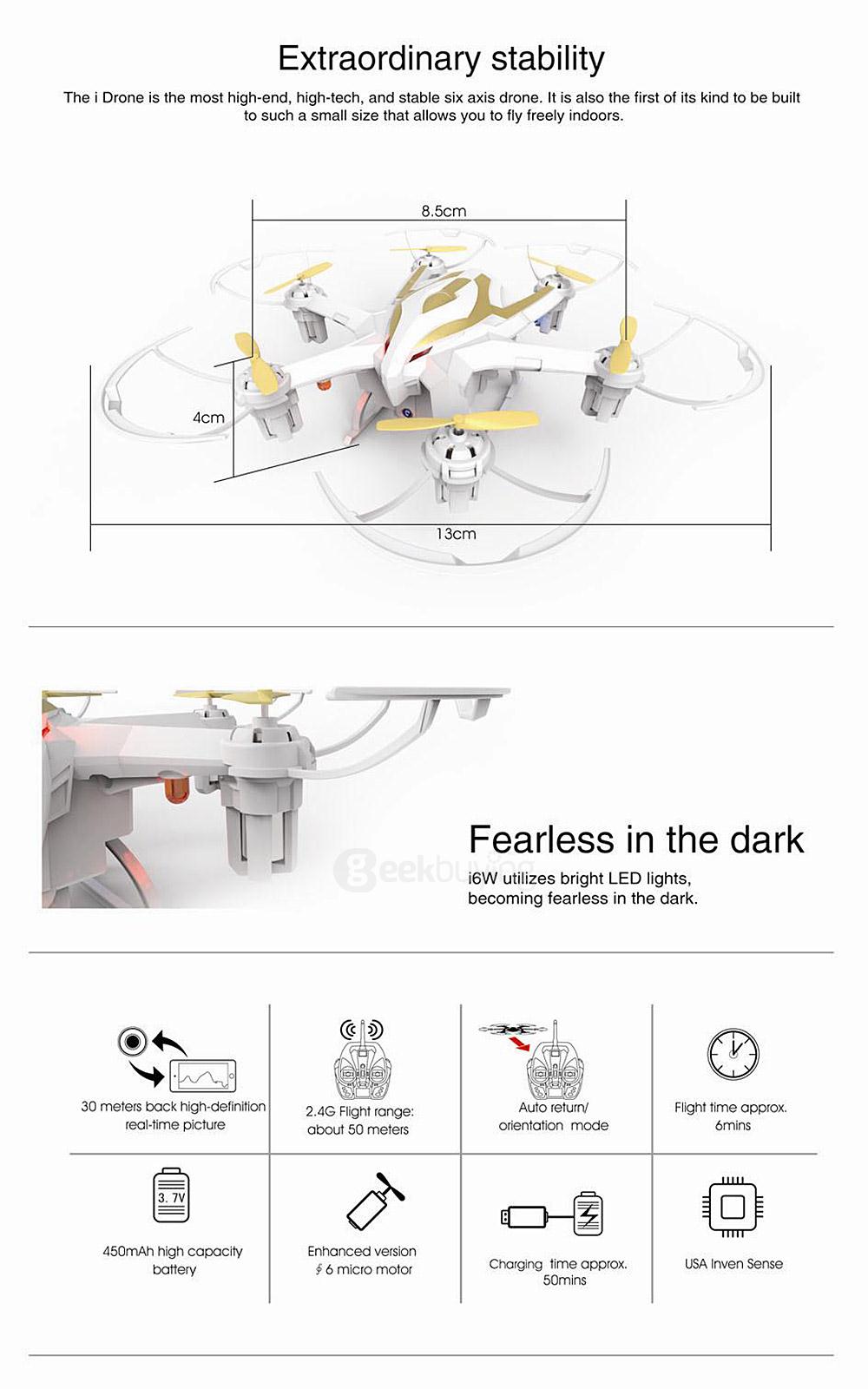 Yi Zhan Yizhan i6W WIFI FPV With 720P Camera 3D Flip 5.8G 6 Axis RC Hexacopter RTF
