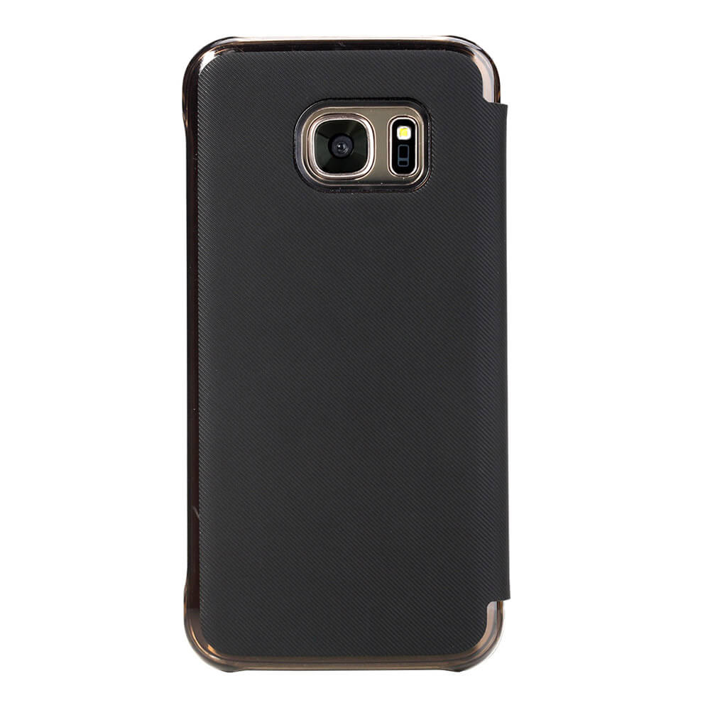 ROCK Veena Series Leather Case For Samsung Galaxy S7 Edge Flip Cover Protective Phone Case - Black