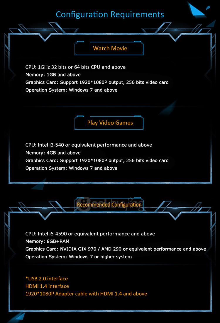 ANTVR Kit 3D Immersive Virtual Reality VR Headset for PC 1080P FHD VR Helmet 100FOV Distortion Free - Black