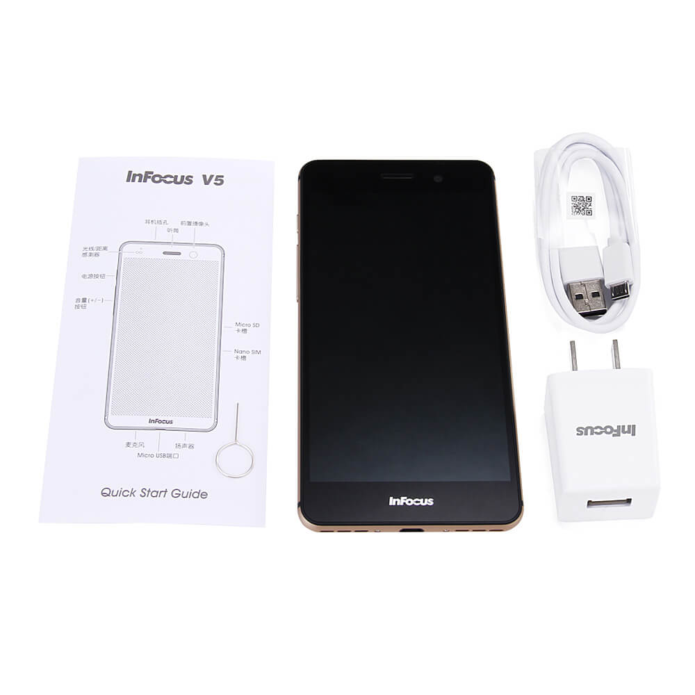 Infocus M560 5.2inch FHD 4G FDD LTE Mobile Phone MTK6753 64bit Octa Core 1.3GHz 5.0MP+13.0MP 2450mAh Android 5.1 2GB RAM 16GB ROM Quick Charge- Gold
