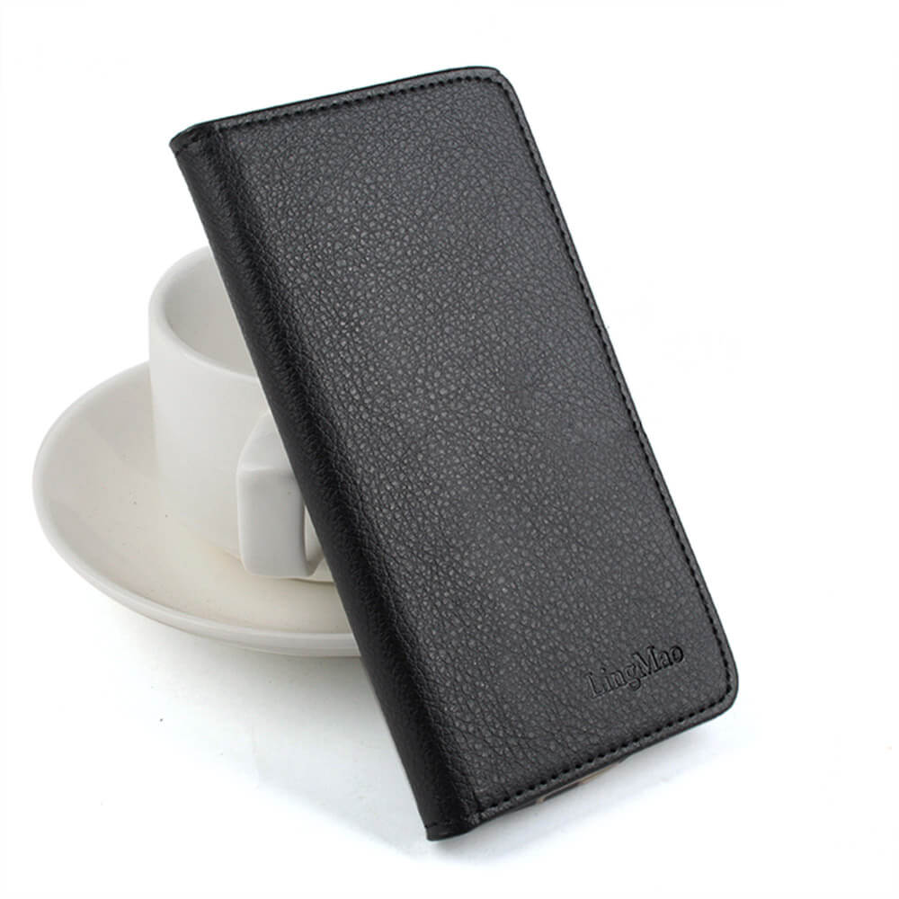 Leather Case For Homtom HT7 Colorful Embossed Litchi Pattern Left And Right Flip Protective Phone Cover - Black