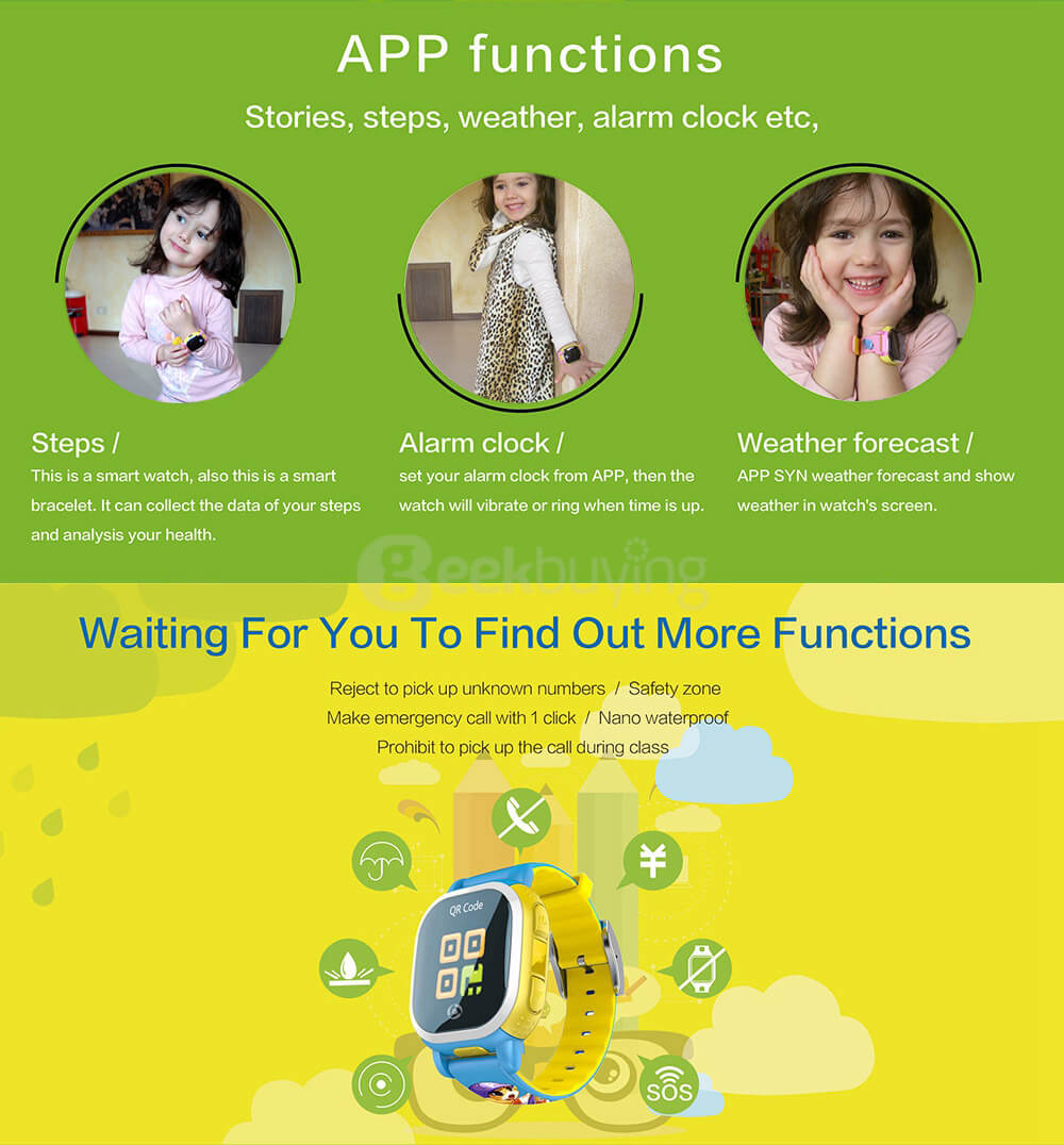 (US Version) Tencent QQ Watch Smart GPS Tracker WiFi Locating Kids Wrist GSM Watch Phone Voice Chat SOS Alarm for Children Safe Security - Blue