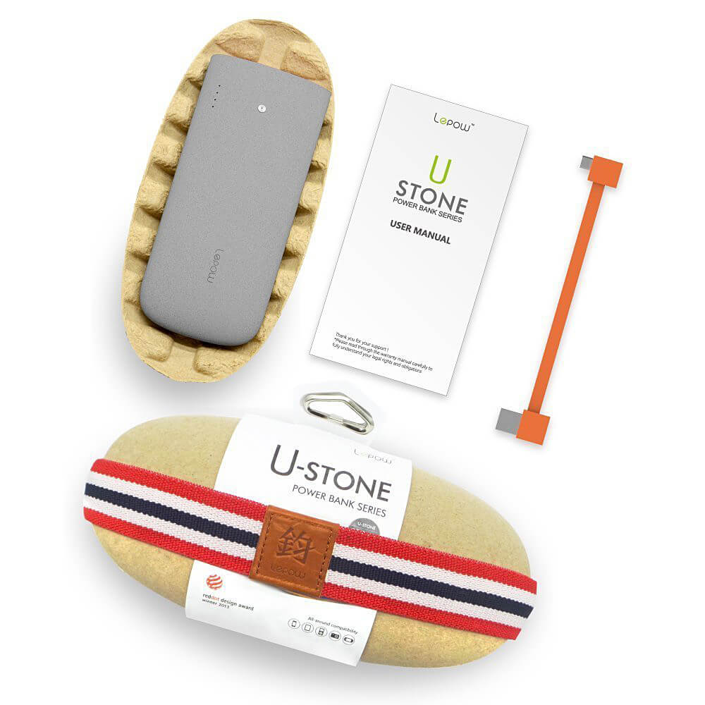 Lepow U-Stone 12000mAh Polymer Power Bank for Mobile Phone - Brown