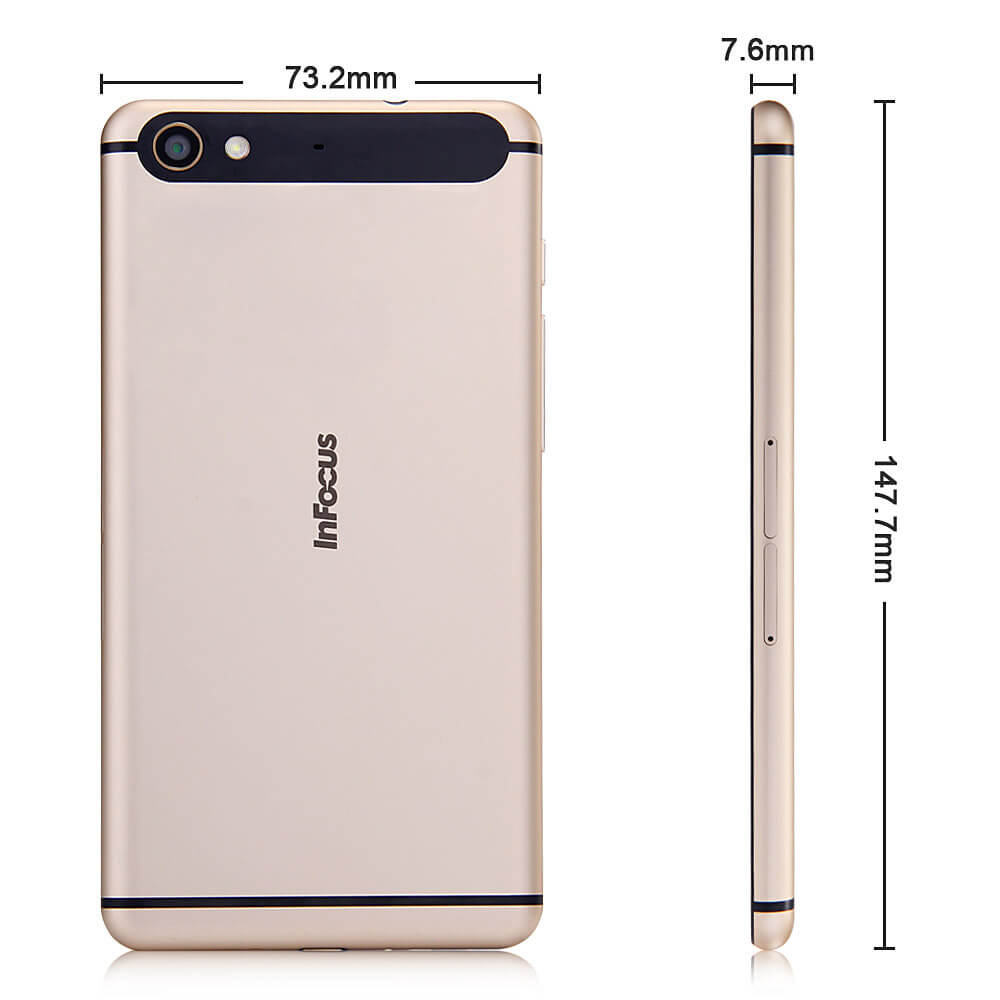 Infocus M560 5.2inch FHD 4G FDD LTE Mobile Phone MTK6753 64bit Octa Core 1.3GHz 5.0MP+13.0MP 2450mAh Android 5.1 2GB RAM 16GB ROM Quick Charge- Gold
