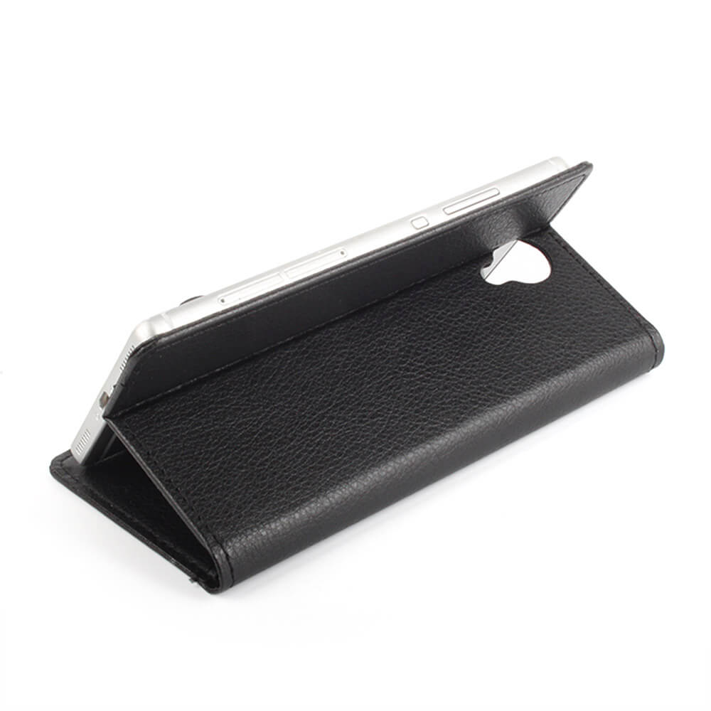 Leather Case For Homtom HT7 Colorful Embossed Litchi Pattern Left And Right Flip Protective Phone Cover - Black