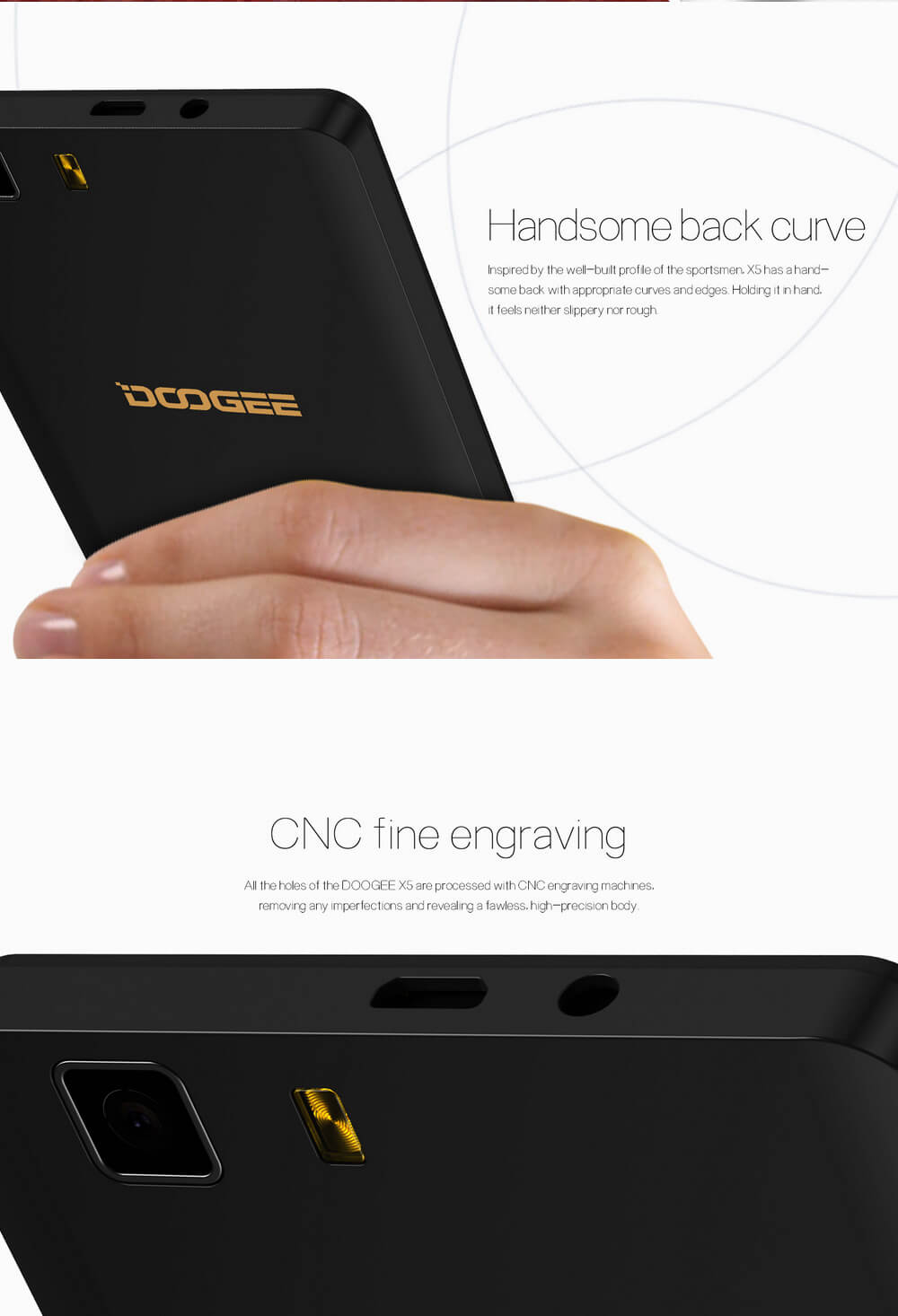 DOOGEE X5 5.0inch IPS HD Android 5.1 Smartphone MT6580 Quad Core 1.2GHz 1GB RAM 8GB ROM 3G GPS - Black