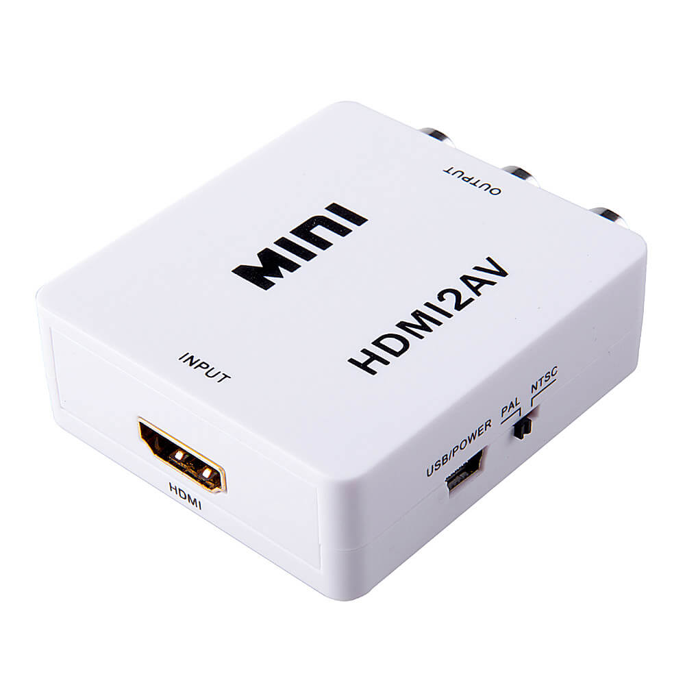VK-126 Mini HDMI to AV Composite Video Converter Adapter Support PAL / NTSC Systems Standard TV Formats - White