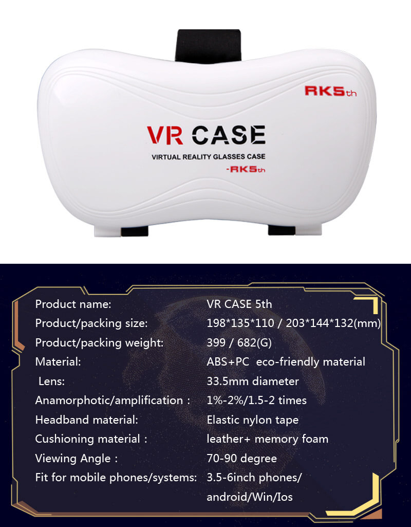 VR Case 5 3D Virtual Reality VR Headset IPD Focus Adjust FOV90 Gamepad Blu-ray Proof Toughened Glass for 3.5 - 6inch Smartphones