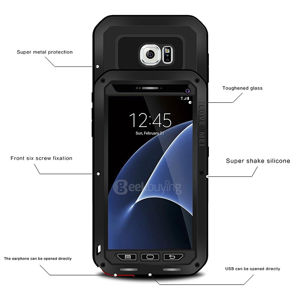 Love Mei Case For Samsung Galaxy S7 / G930A G9300 Dirt-proof Snow-proof And Shock-proof Metal Shell- Black