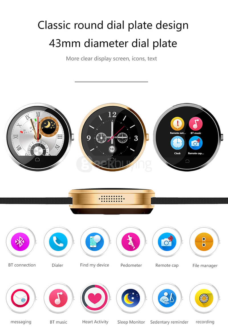 Haier G6 Bluetooth 4.0 Smart Watch MTK2502C Heart Rate Monitor Fitness Tracker Remote Camera 1.22