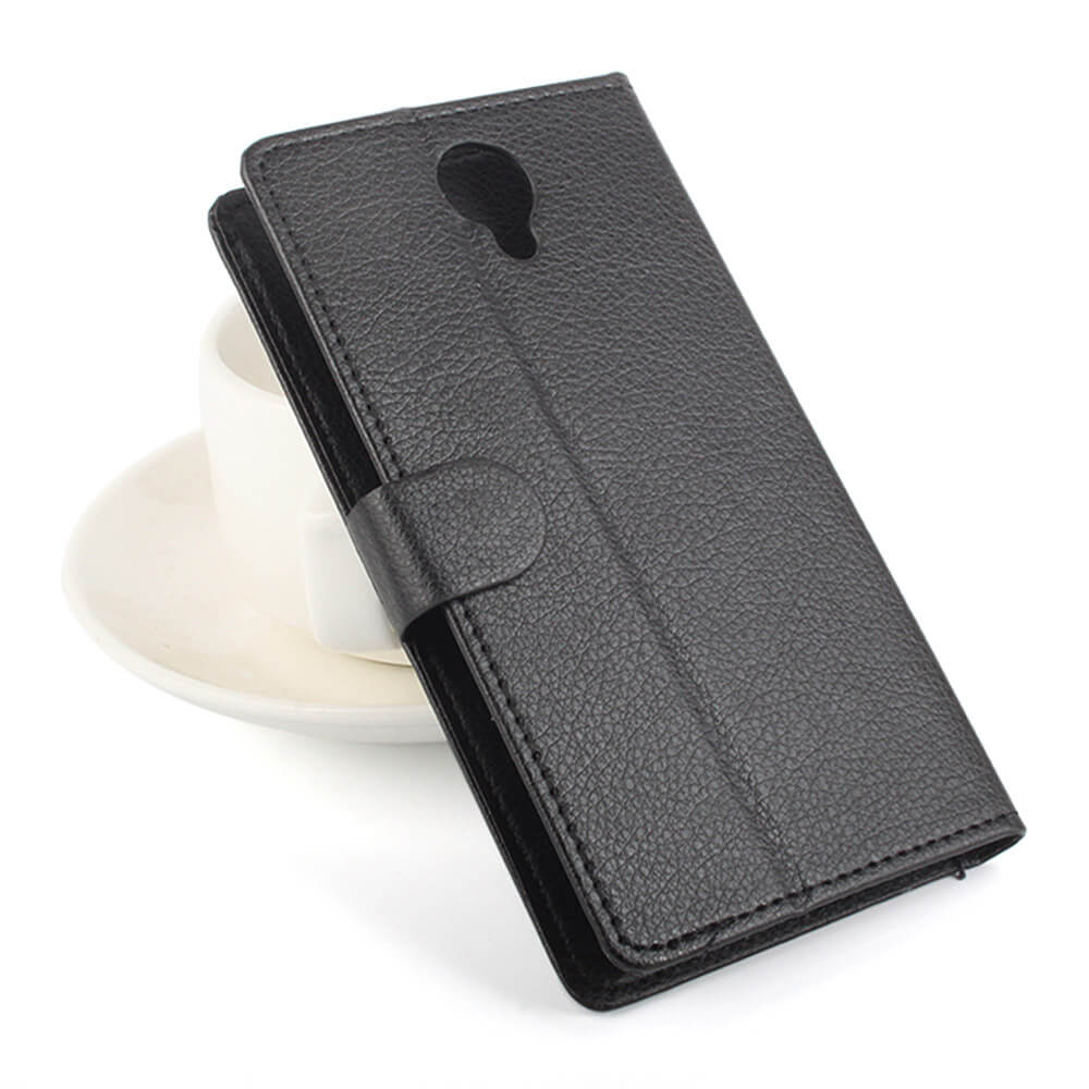 Leather Case For Homtom HT7 Colorful Embossed Litchi Pattern Left And Right Flip Protective Phone Cover - Black