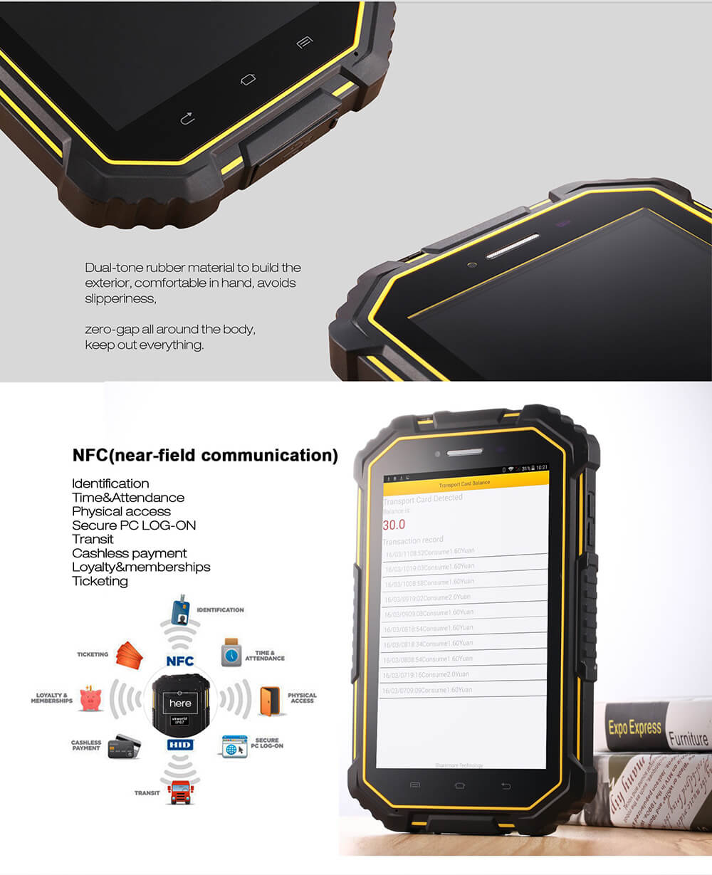 Vkworld V6 4G Phablet 7 inch Android 4.4 2GB RAM 16GB ROM MTK8732VC Quad Core 1.3GHz Dual SIM IPS 1280*800 IP67 Waterproof Rugged Phone - Black