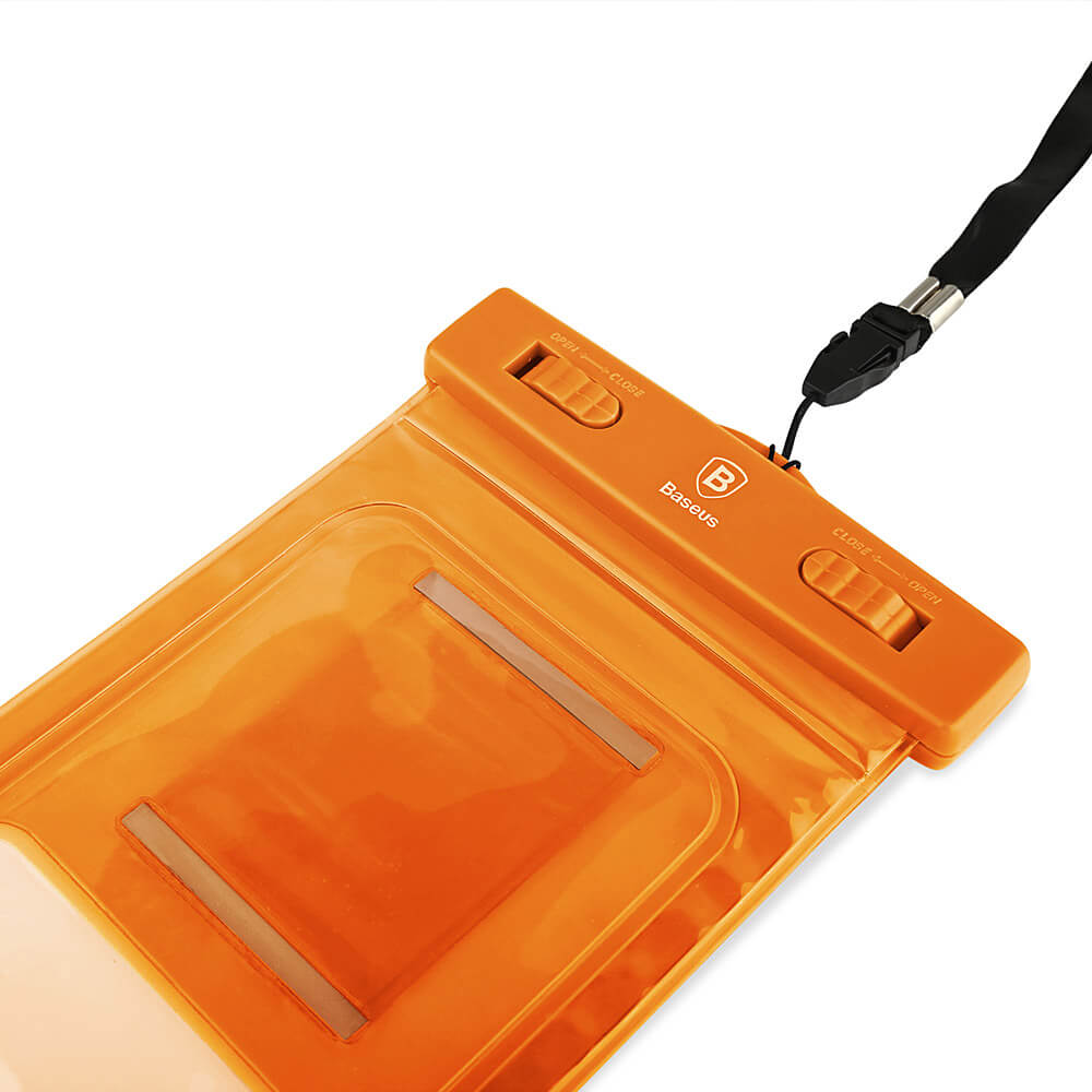 Baseus Flourescent Waterproof Phone Bag Outdoor Swimming Under Water Used For Phones Whithin 5.5 Inch - Orange