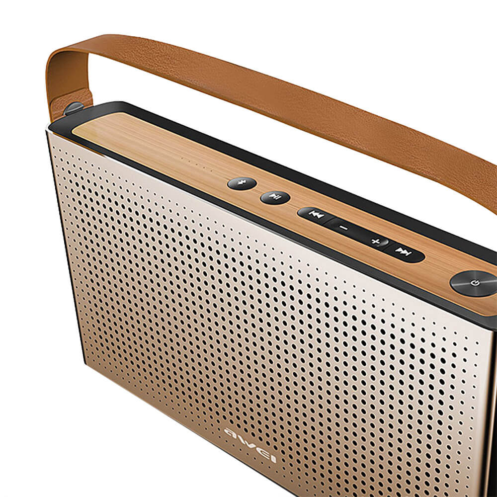 Original Awei Y300 Mini Wireless Bluetooth V4.0 Speaker Outdoor Handfree Metal Speraker with Handle - Gold
