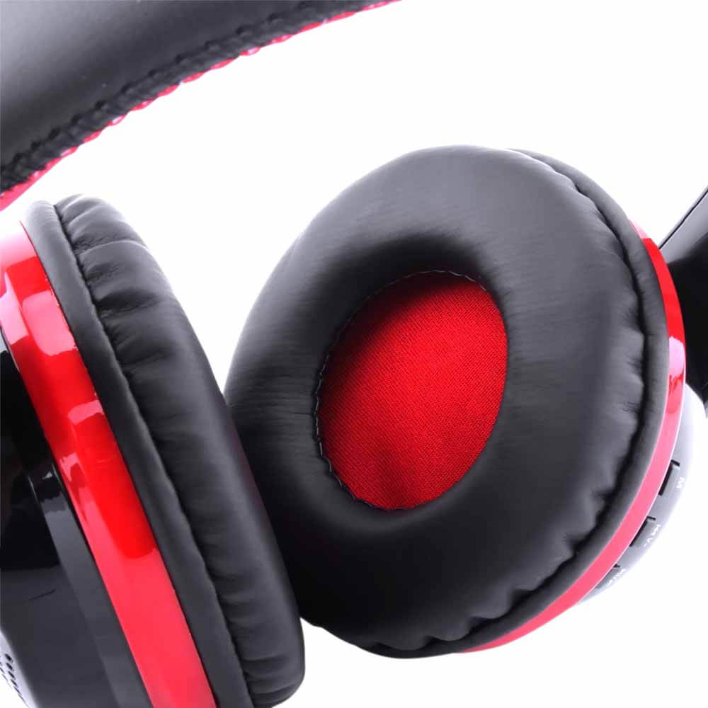 OVLENG MX666 Wireless Stereo Bluetooth Headphone Headset Foldable FM/SD Card Headset for PC Laptop - Black+Red