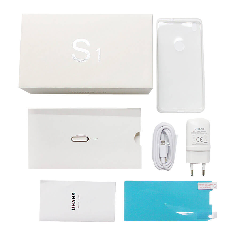 UHANS S1 5.0 Inch 2.5D HD 4G LTE Freeme 6.1OS Android 6.0 3GB 32GB Smartphone(White) + Leather Case(White) +Soft Case + Screen Protector