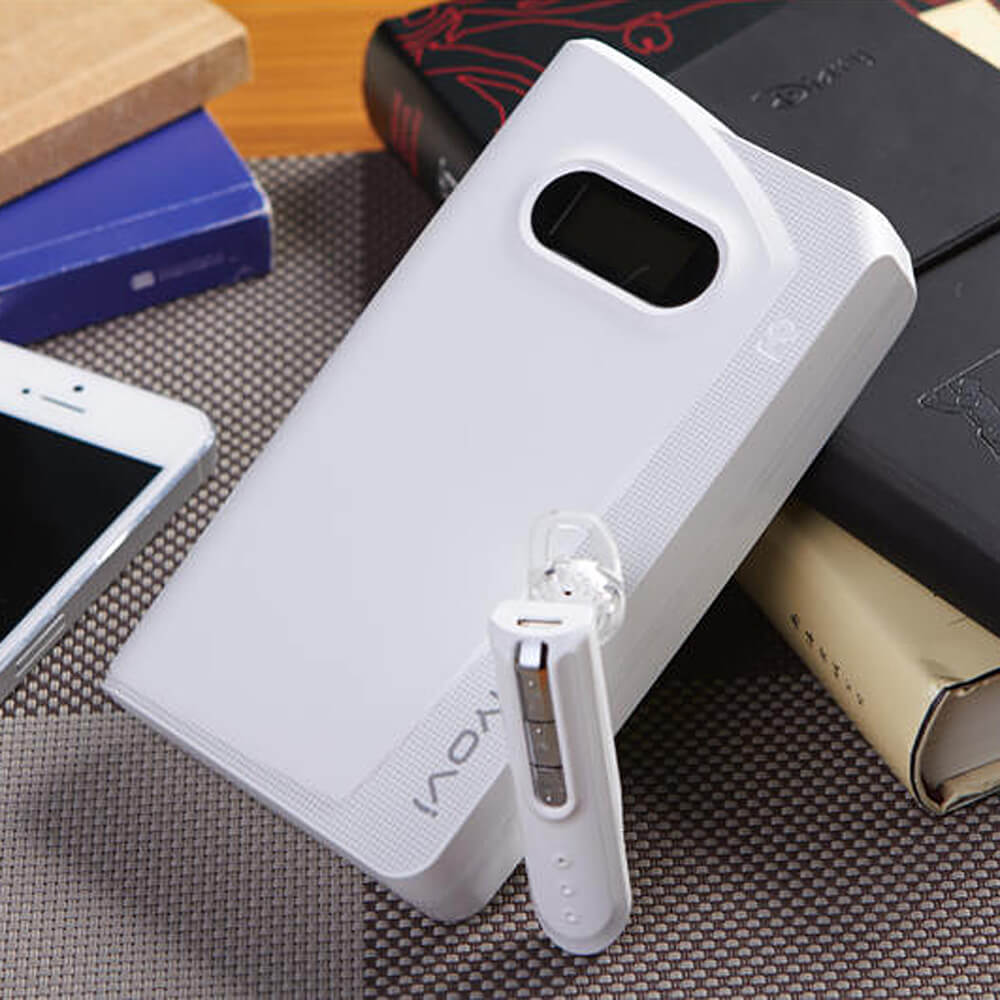 AIYOVI BT-05 Bluetooth Earphone 11000mAh Power Bank Combo - White